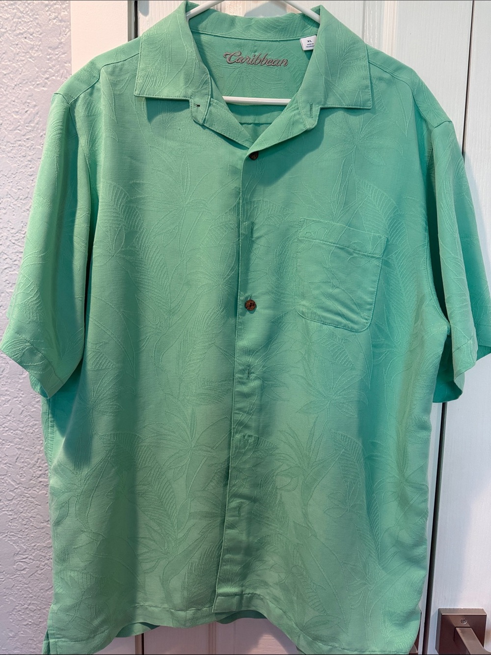Caribbean Men's Short-Sleeve Camp Shirt in Mint